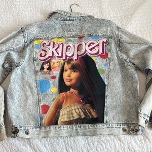 Custom made Barbie Skipper Adult Denim jean Jacket XL